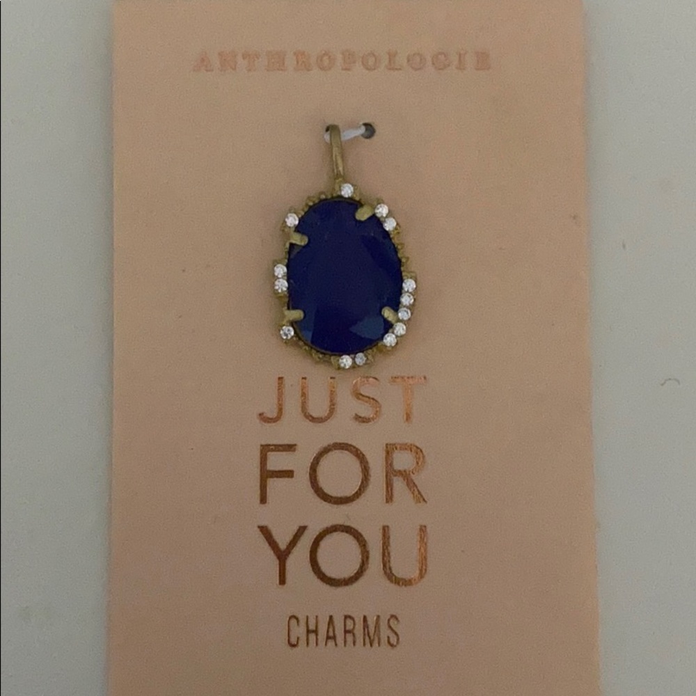 Anthropologie glass stone blue charm